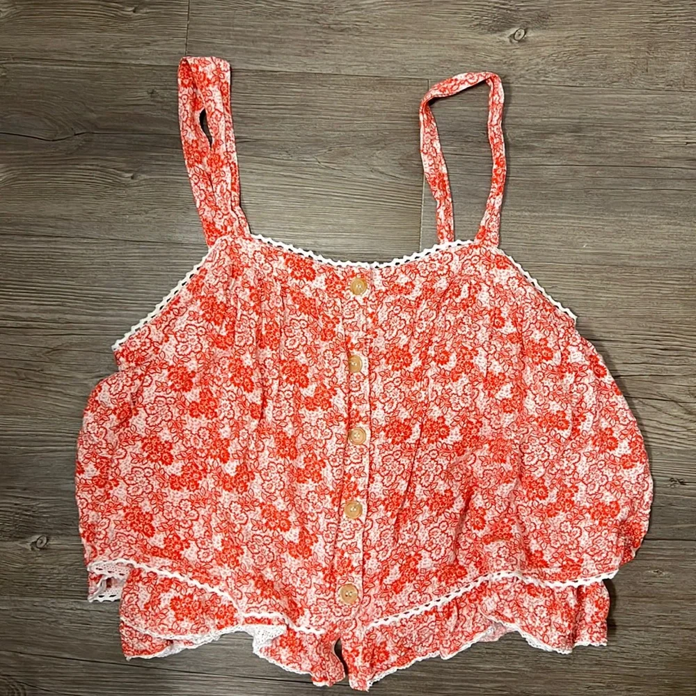 Altar’d State Ruffle Floral Crop Top - Picture 1 of 7